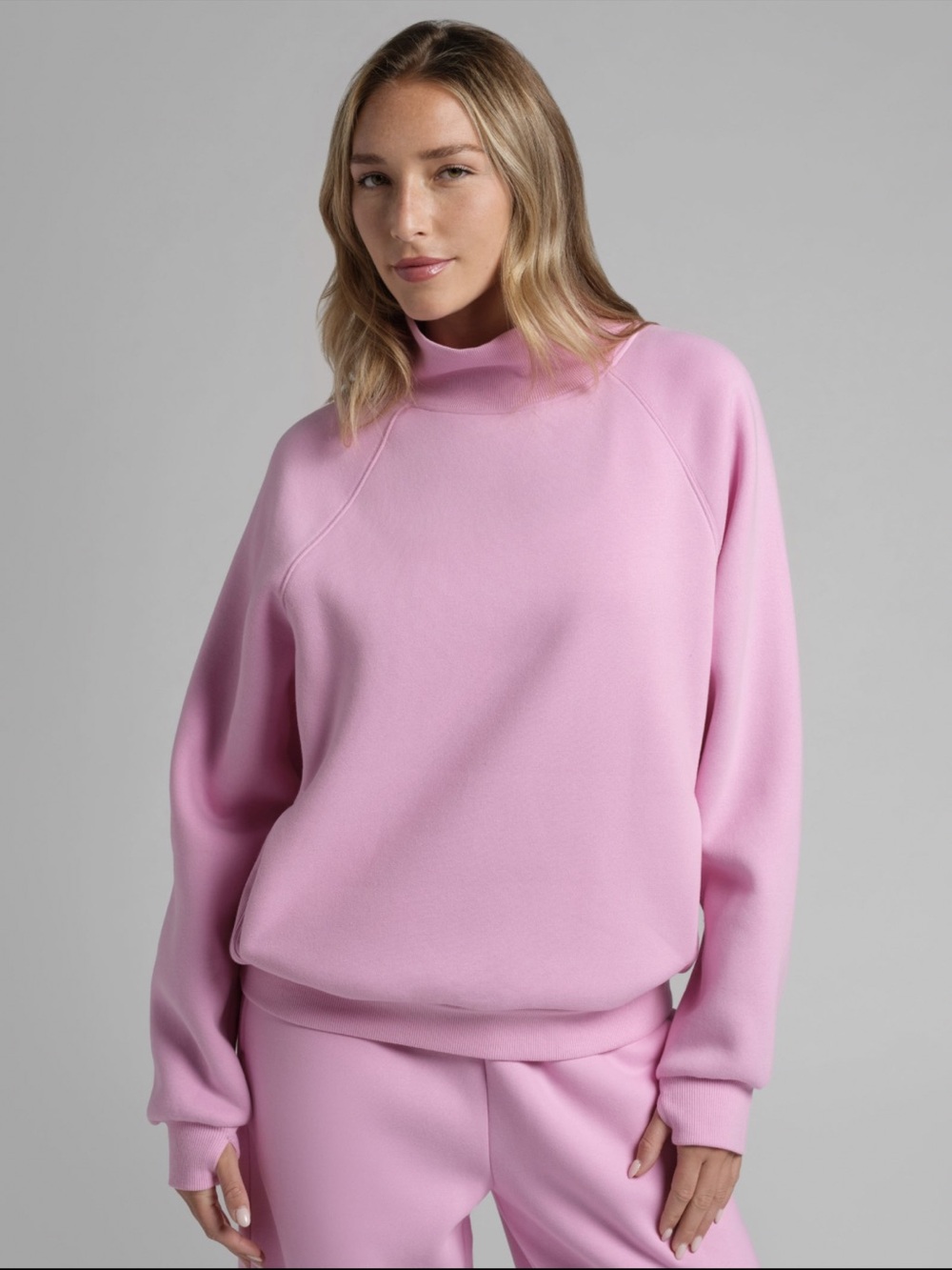 Comfrt NWT Basic Mock Neck Sweatshirt in Peony Med FULL SET AVAILABLE
